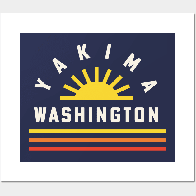 Yakima Washington Retro Vintage Stripes Sunset Wall Art by PodDesignShop